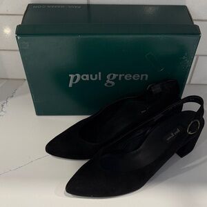 Paul Green Black Suede Slingback Heels